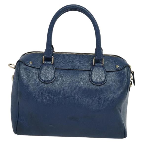 Coach Hand Bag Leather 2way Blue Gold Auth bs24027 - Picture 3 of 16